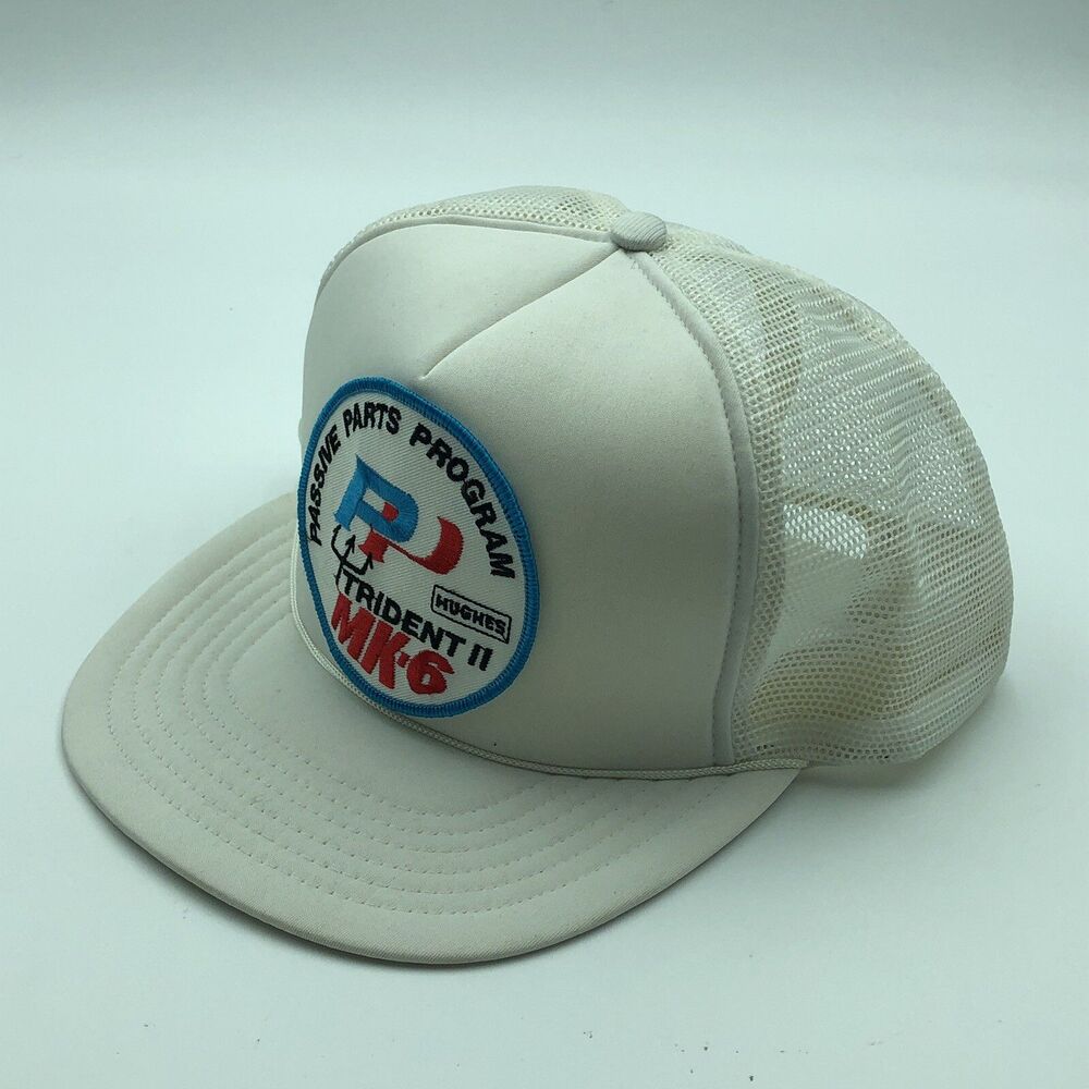 Passive Parts Program Hughes Trident II MK-6 US Navy Snapback Trucker Hat Vtg